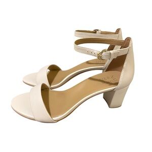 Naturalizer Cream Ankle-Strap Block Heel Sandals 10Wide